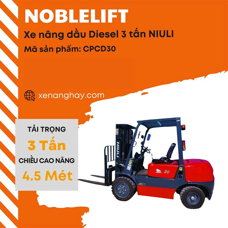 Cho thuê xe nâng dầu CPCD30 3 tấn động cơ Diesel mạnh mẽ tại KKT Dũng Quất