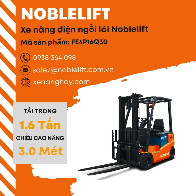 Cho thuê xe nâng điện ngồi lái Noblelift 1.6 tấn FE4P16Q30 tại Đà Nẵng