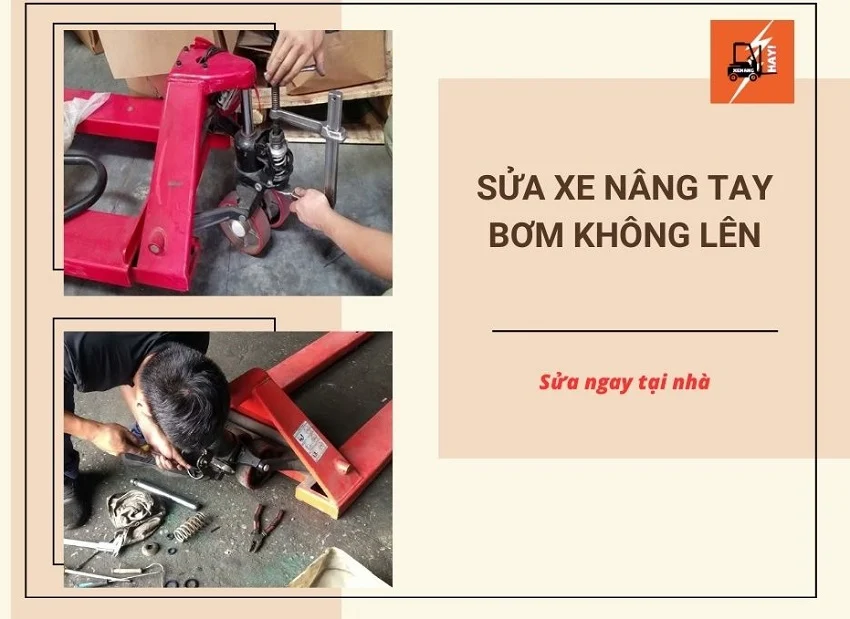 sua xe nang tay bom khong len nhu the nao sua xe nang tay bom khong len 2