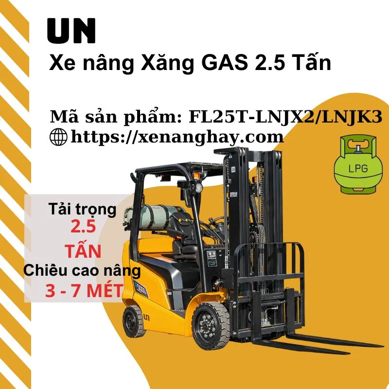 Xe nâng xăng gas 2.5 tấn