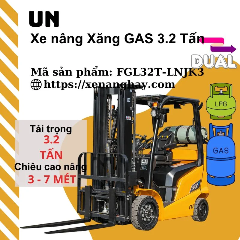 Xe nâng xăng gas 3.2 tấn