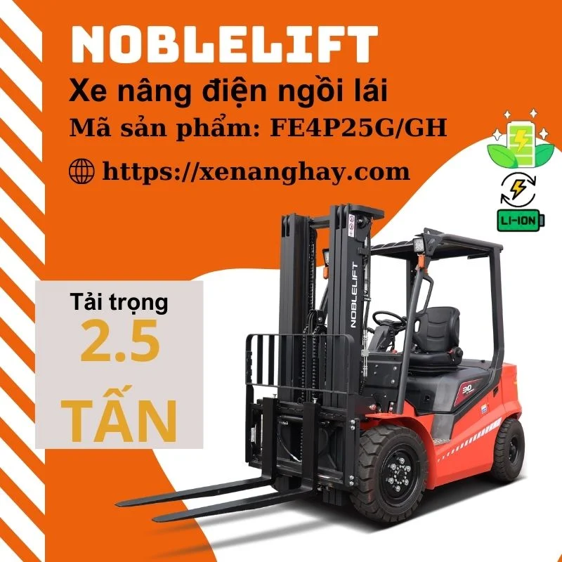 Xe nâng điện 2.5 tấn FE4P25G/GH Noblelift ngồi lái