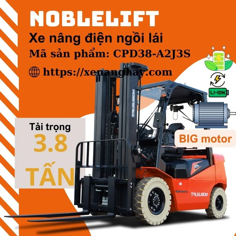 Xe nâng điện 3.8 tấn CPD38-A2J3S Noblelift ngồi lái