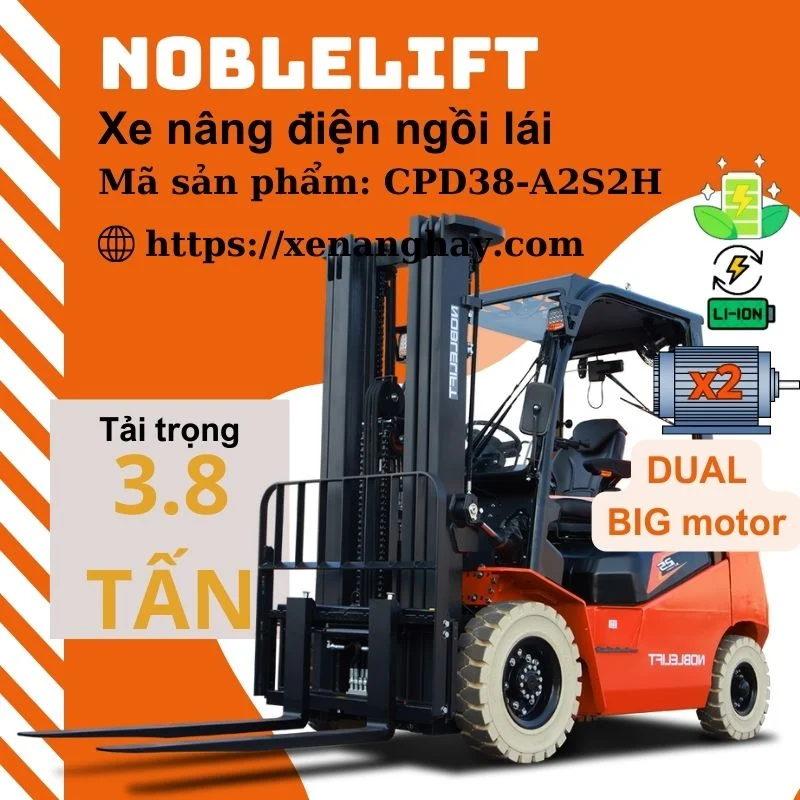 Xe nâng điện 3.8 tấn CPD38-A2S2H Noblelift ngồi lái