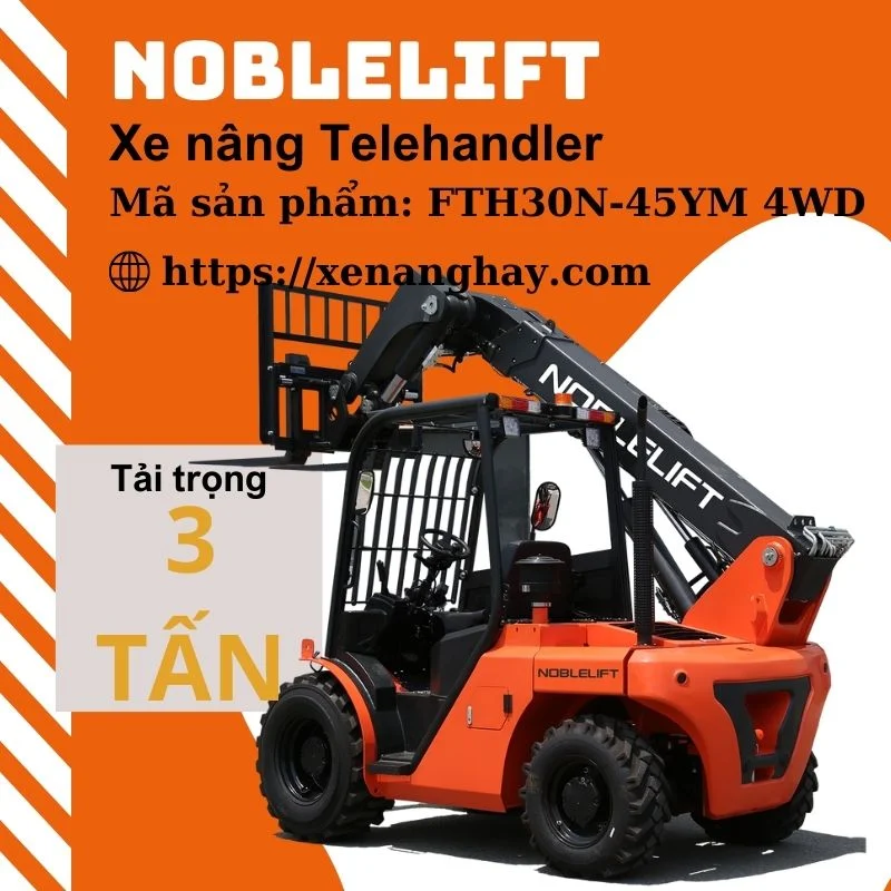 Xe nâng đa năng telehandler FTH30N-45YM 4WD Noblelift địa hình