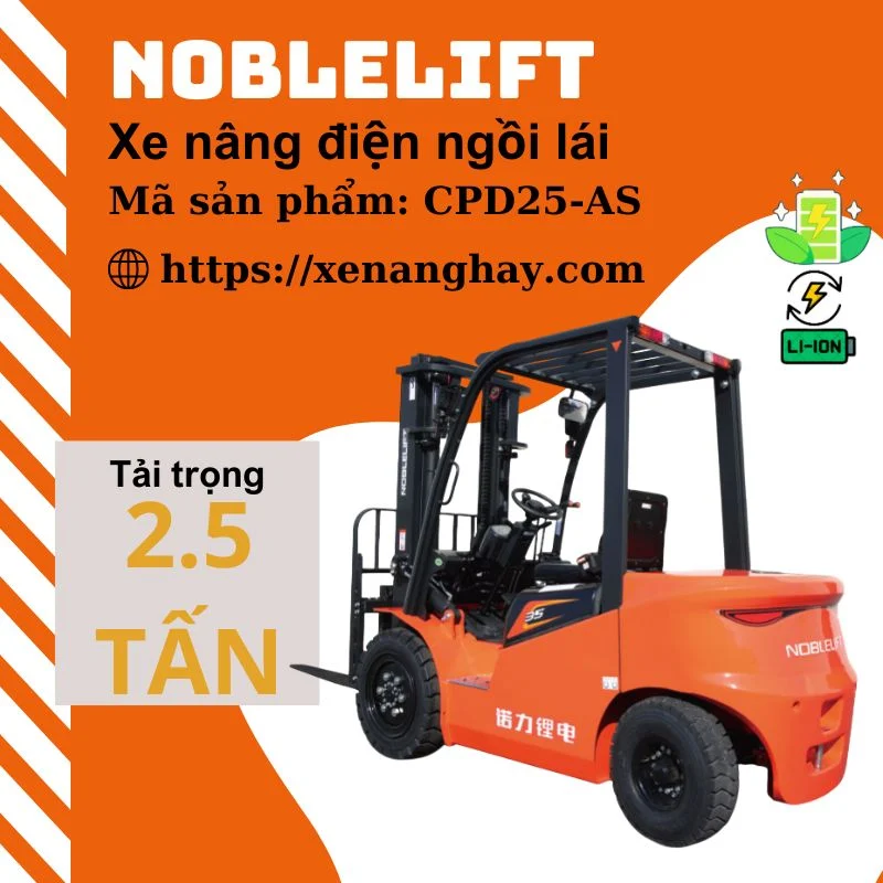 Xe nâng điện 2.5 tấn CPD25-AS Noblelift ngồi lái