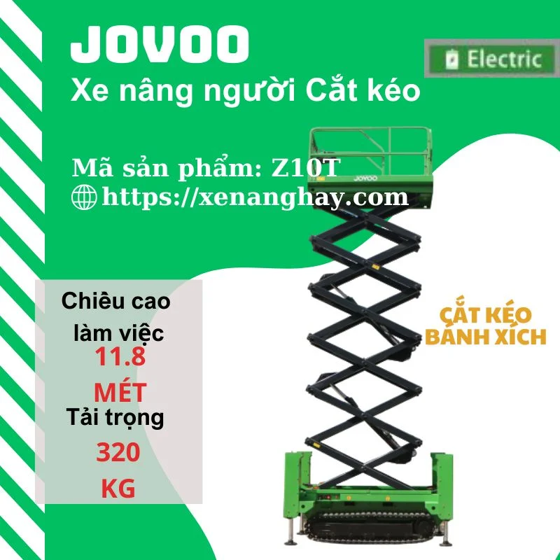 Xe nâng người cắt kéo bánh xích 12 mét Z10T jovoo