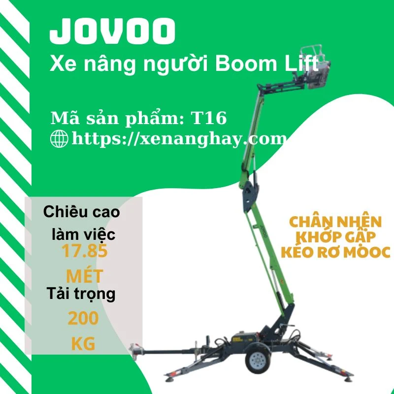 Xe nâng người boom lift chân nhện 18 mét T16 jovoo