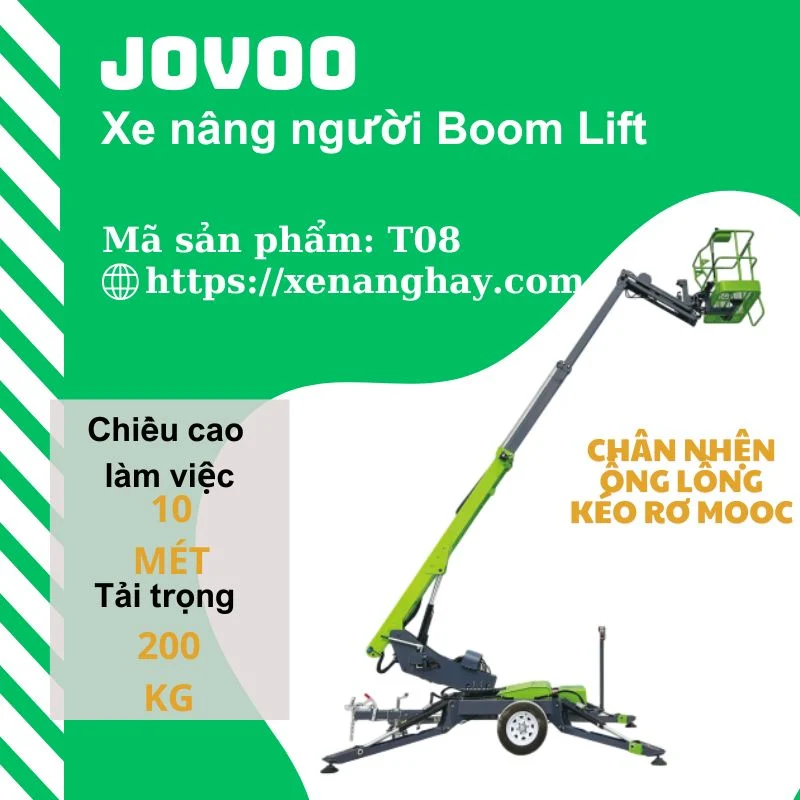 Xe nâng người boom lift chân nhện 10 mét T08 jovoo