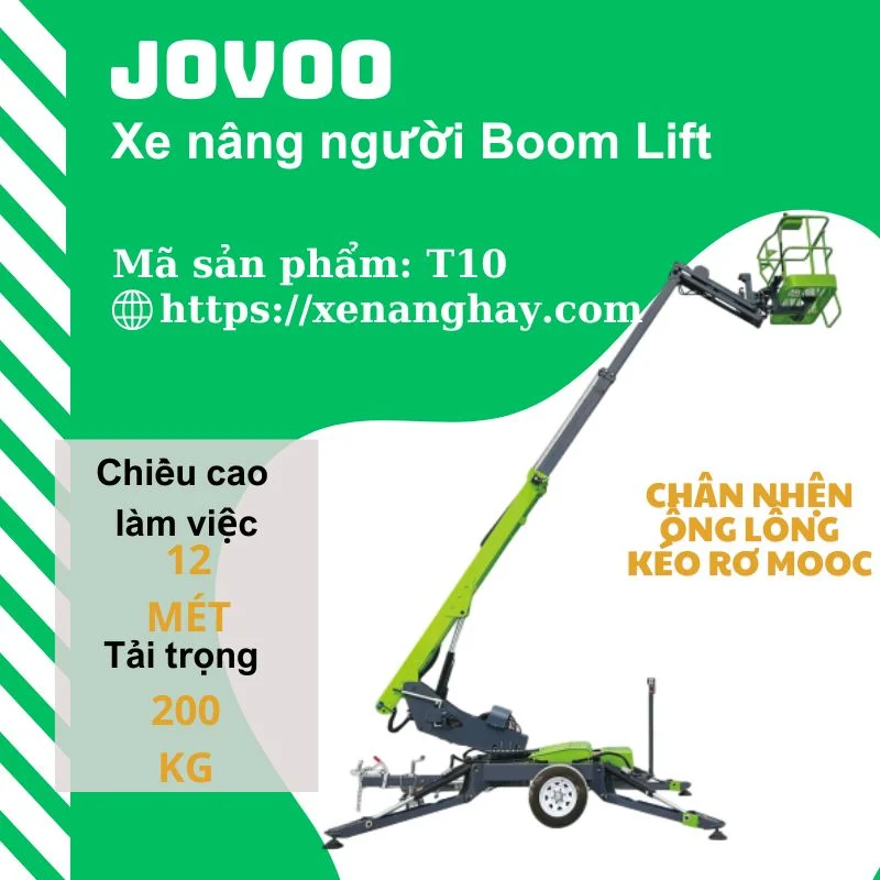 Xe nâng người boom lift chân nhện 12 mét T10 jovoo
