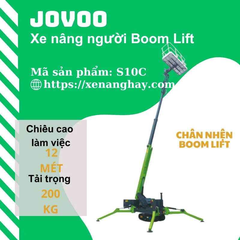 Xe nâng người boom lift chân nhện 12 mét S10C jovoo