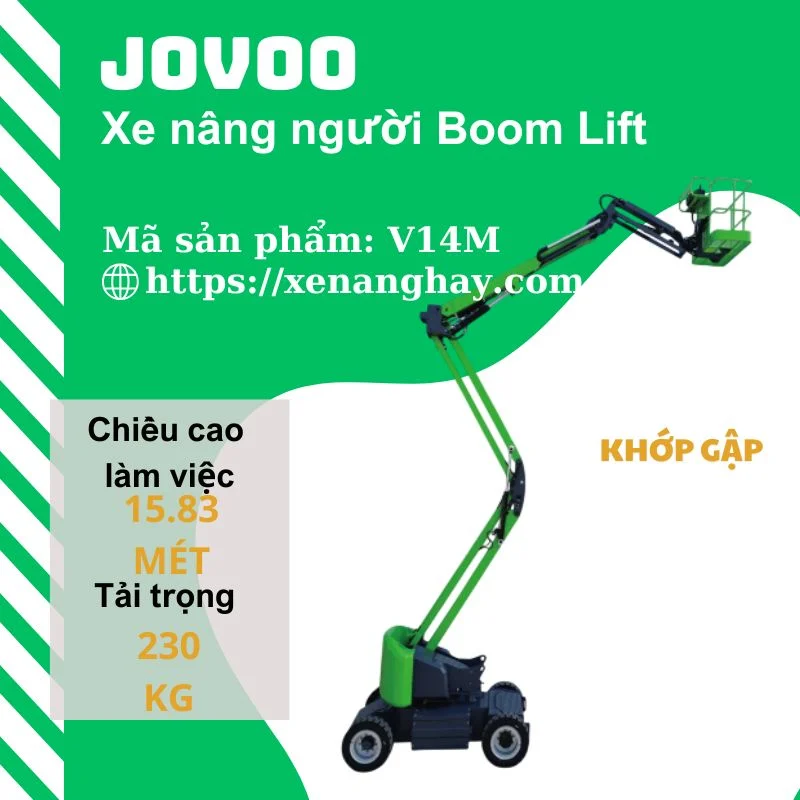 Xe nâng người boom lift 16 mét điện V14M jovoo