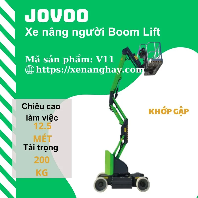 Xe nâng người boom lift 13 mét điện V11 jovoo